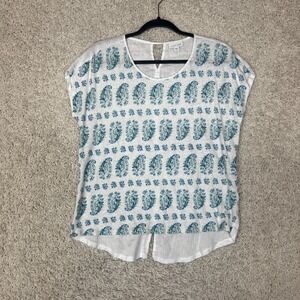 J Jill Love Linen Blouse Top Womens Small Lightweight Beachy Beach Vacation